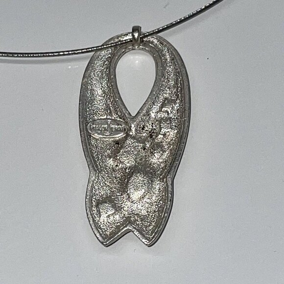 Russian Artist Etalon Jenavi Rhinestone Pendant Swirl Necklace Wire Cord N5 - Picture 4 of 9